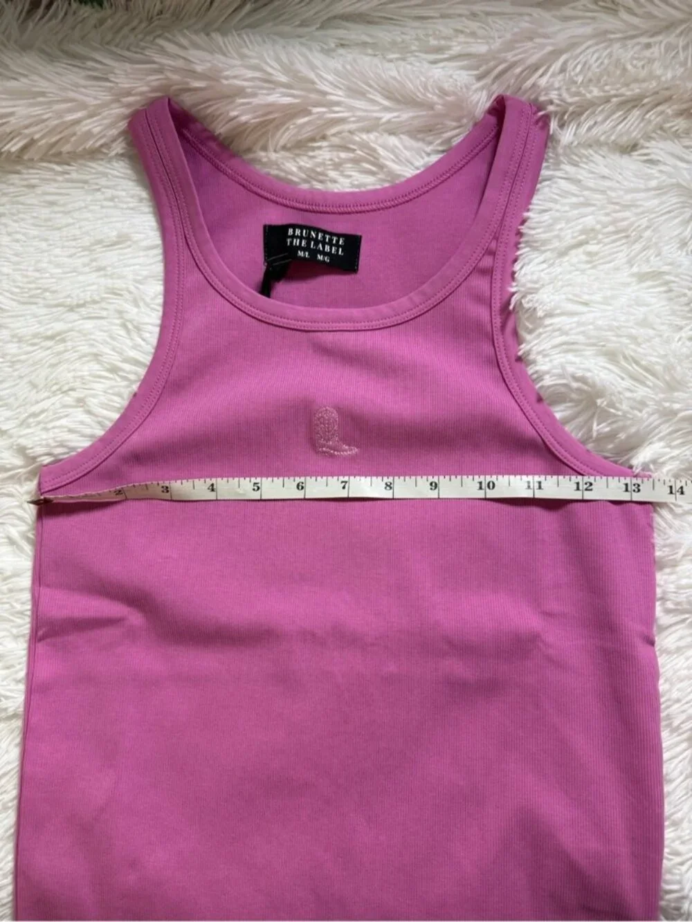 Brunette The Label Cowgirl Boot Ribbed Tank Top Retro Pink w/ Light Pink M/L